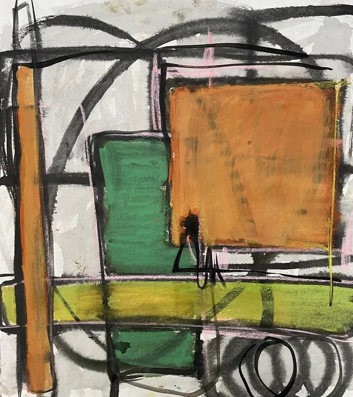 « Sans titre I » — Technique mixte — acrylique, encre, pastel sur toile, Agnès Guédeu