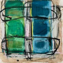 « Sans titre II » — Technique mixte — acrylique, encre, pastel sur papier, Agnès Guédeu