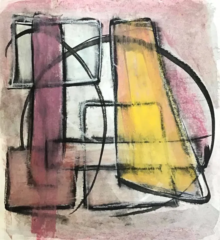 « Sans titre III » — Technique mixte — acrylique, encre, pastel sur papier, Agnès Guédeu