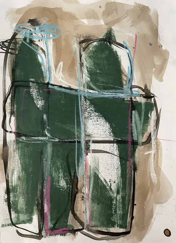 « Sans titre IX » — Technique mixte — acrylique, encre, pastel sur papier, Agnès Guédeu